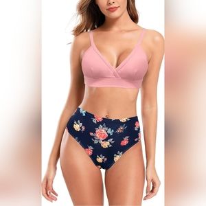 Shekini High Waist Floral Bikini Swimsuit Size M